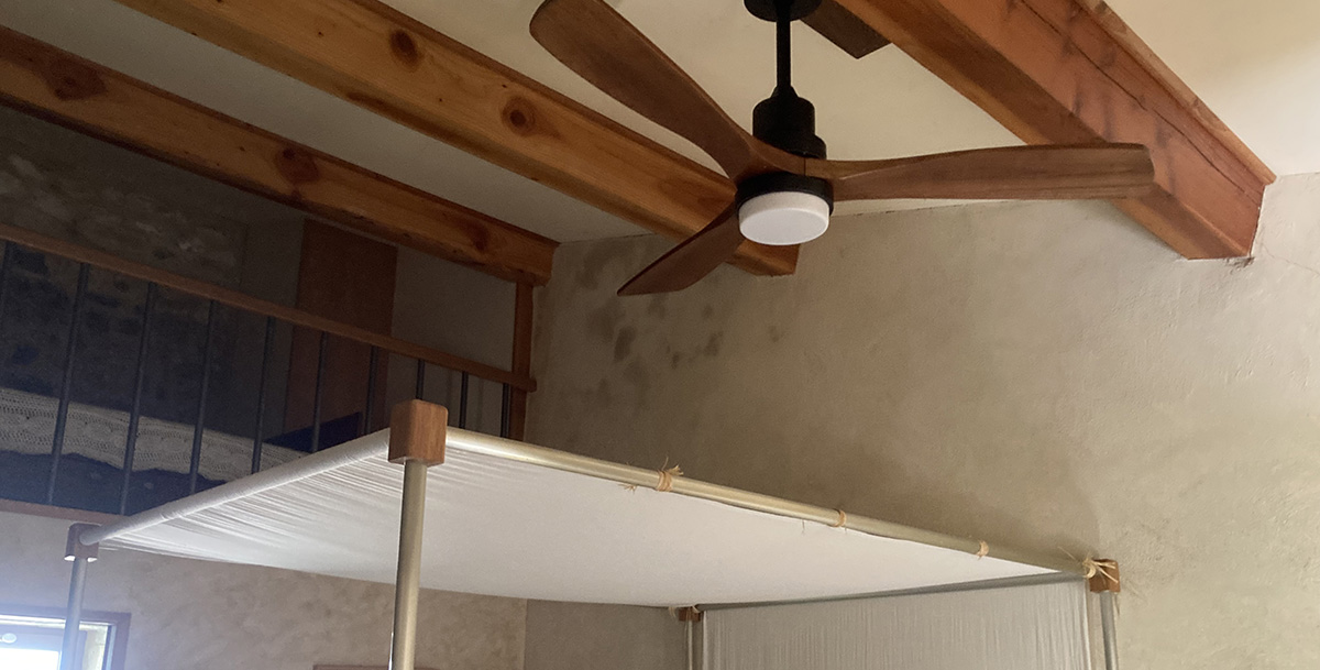 The ceiling fan in the upstairs bedroom