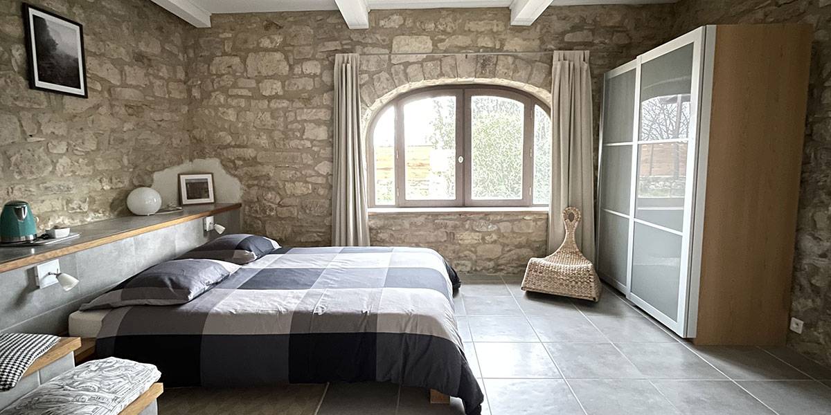 The guest rooms at the mas d Issoire: The bedroom on the fourth bedroom